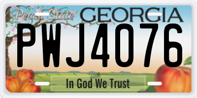 GA license plate PWJ4076
