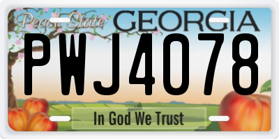 GA license plate PWJ4078