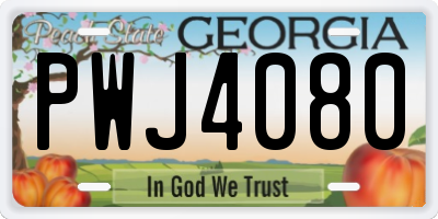 GA license plate PWJ4080
