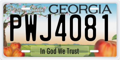 GA license plate PWJ4081