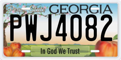 GA license plate PWJ4082