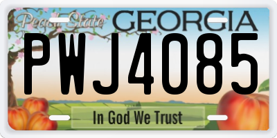 GA license plate PWJ4085