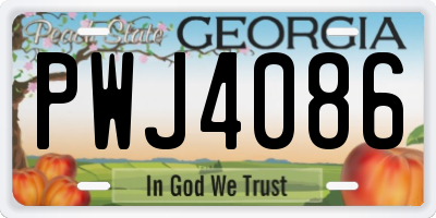 GA license plate PWJ4086