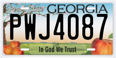 GA license plate PWJ4087