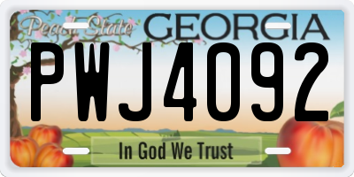 GA license plate PWJ4092