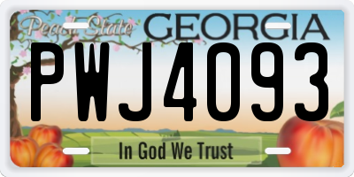 GA license plate PWJ4093