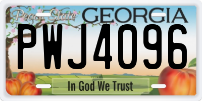 GA license plate PWJ4096