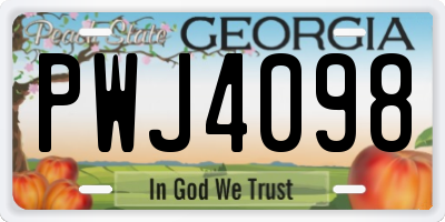 GA license plate PWJ4098