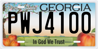 GA license plate PWJ4100