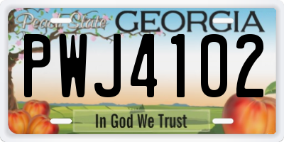 GA license plate PWJ4102