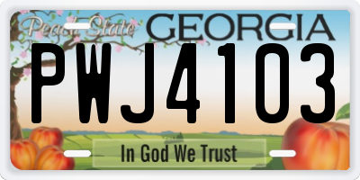 GA license plate PWJ4103
