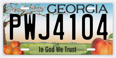 GA license plate PWJ4104