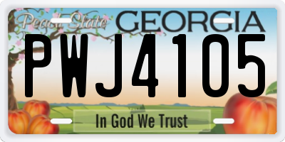 GA license plate PWJ4105