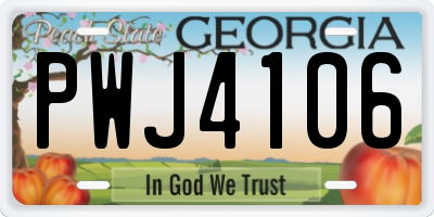 GA license plate PWJ4106