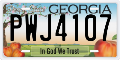 GA license plate PWJ4107
