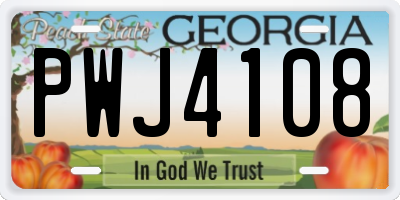GA license plate PWJ4108