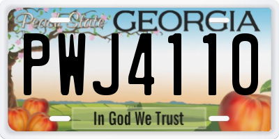 GA license plate PWJ4110