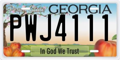 GA license plate PWJ4111