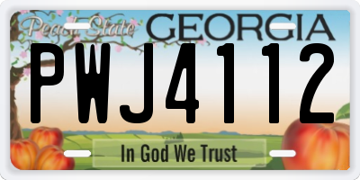 GA license plate PWJ4112