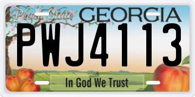 GA license plate PWJ4113