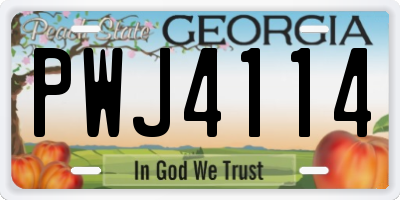GA license plate PWJ4114