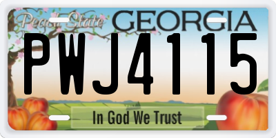 GA license plate PWJ4115