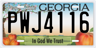 GA license plate PWJ4116
