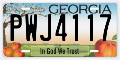 GA license plate PWJ4117