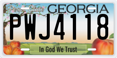 GA license plate PWJ4118