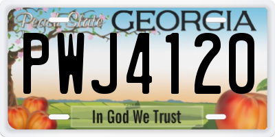 GA license plate PWJ4120