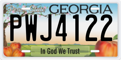 GA license plate PWJ4122