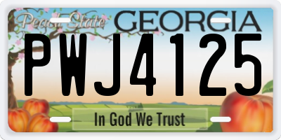 GA license plate PWJ4125