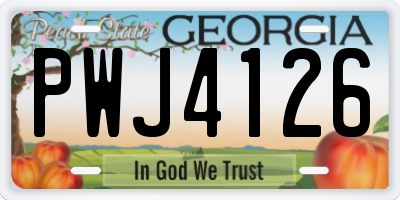 GA license plate PWJ4126