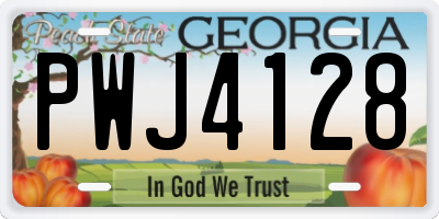 GA license plate PWJ4128