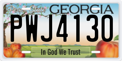 GA license plate PWJ4130