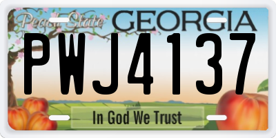 GA license plate PWJ4137