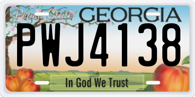 GA license plate PWJ4138