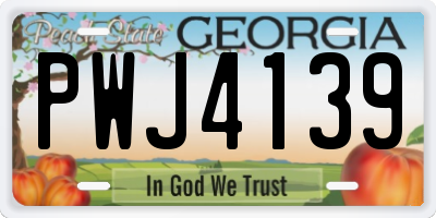 GA license plate PWJ4139