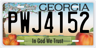 GA license plate PWJ4152