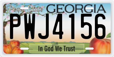 GA license plate PWJ4156