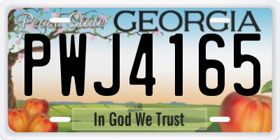 GA license plate PWJ4165