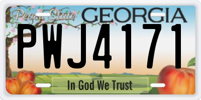 GA license plate PWJ4171