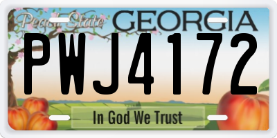 GA license plate PWJ4172