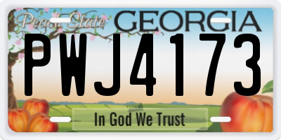 GA license plate PWJ4173