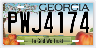 GA license plate PWJ4174
