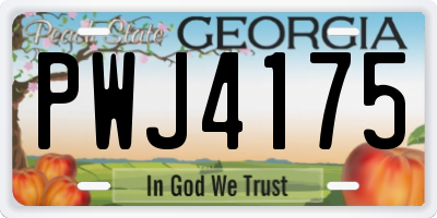 GA license plate PWJ4175