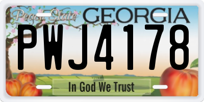 GA license plate PWJ4178