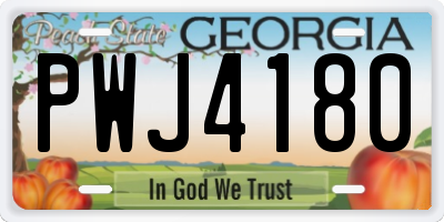 GA license plate PWJ4180