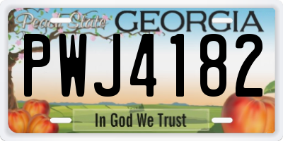 GA license plate PWJ4182