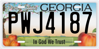 GA license plate PWJ4187